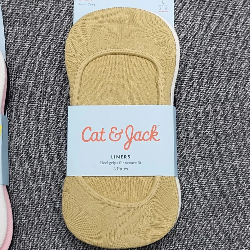 Girls' 3pk Liner Socks Set of 3 - Cat & Jack Size Large Shoe Size 3-10